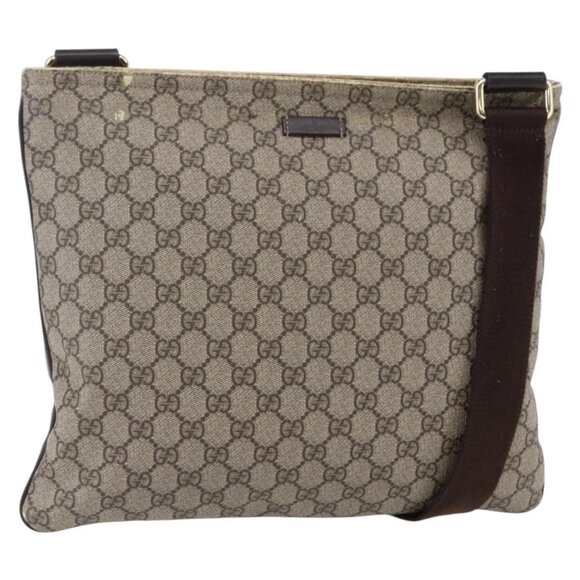 GUCCI GG Supreme Shoulder Bag PVC Beige Gold - Picture 1 of 16